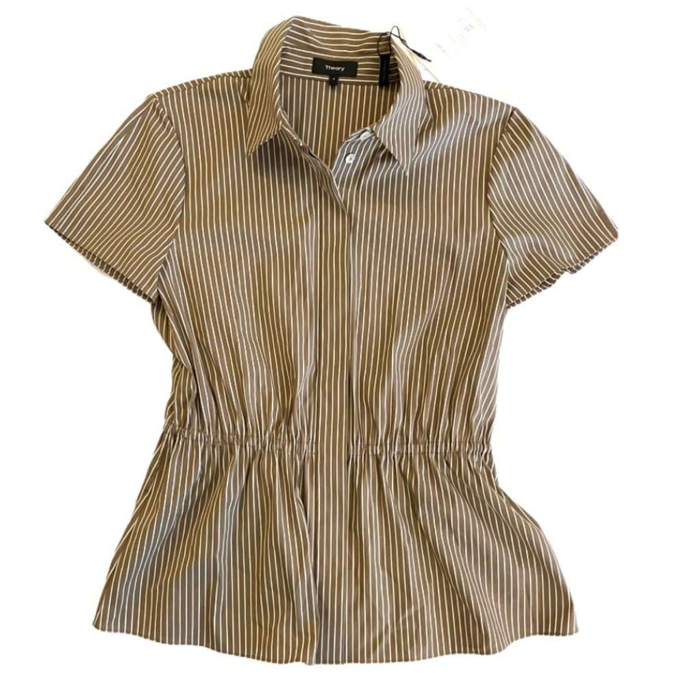 NWT Theory Short-Sleeve Cinched Shirt, Small